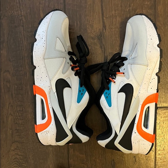 Nike White and Black Athletic Shoes with Blue and Orange Accents - Picture 3 of 3